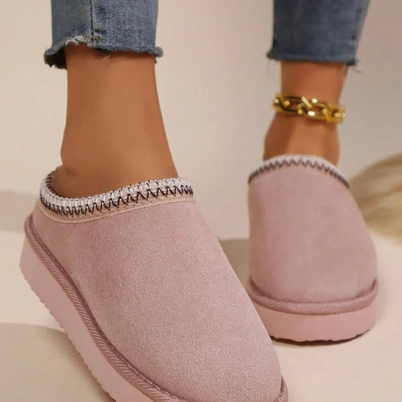 Baby Pink Women's Ultra-Soft Plush Cozy Anti-Slip Slip-On Slippers - Picture 2 of 6